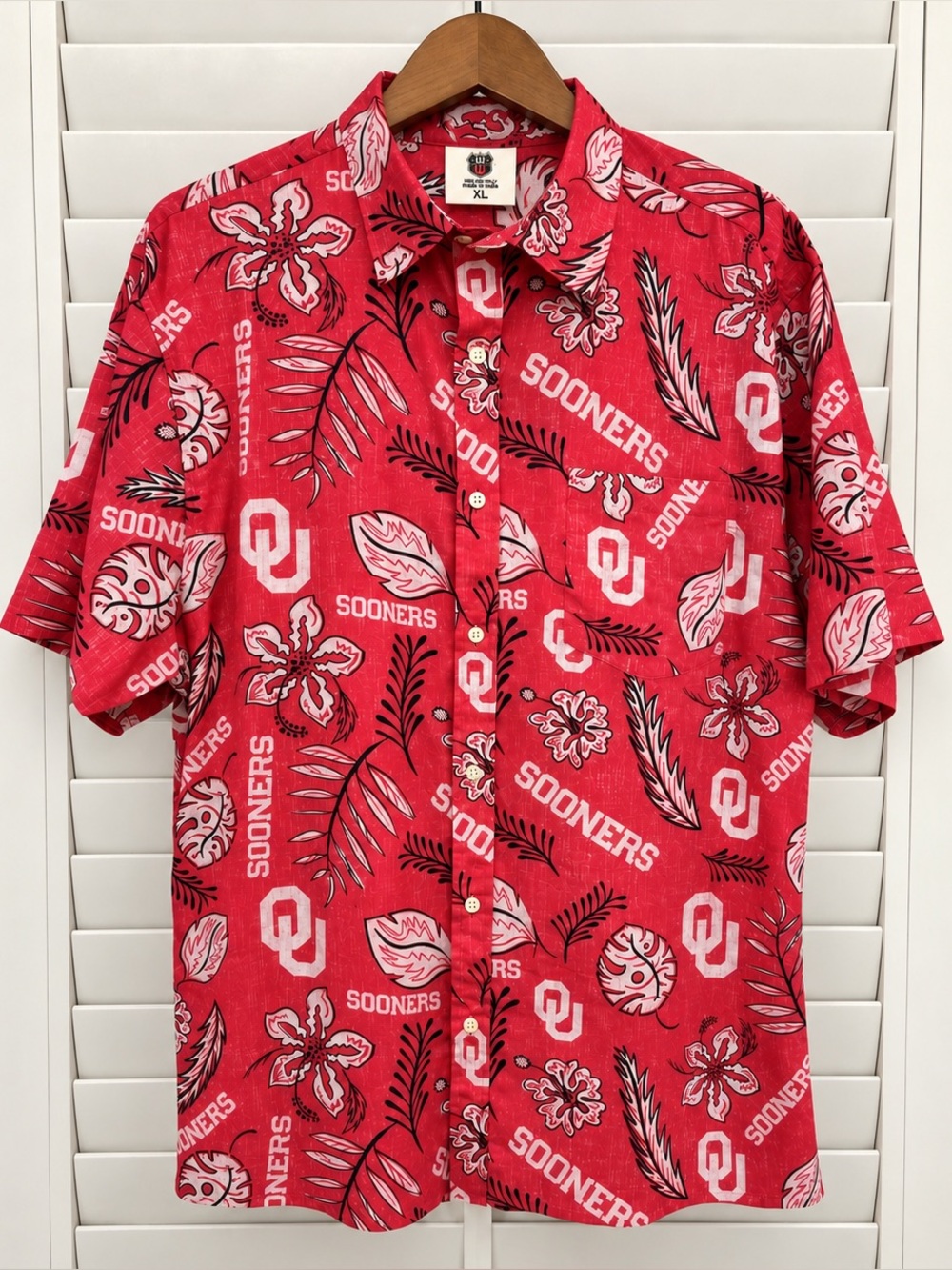 New Wes & Willy University Oklahoma Sooners Hawaiian Shirt Men's XL Red NCAA NWT